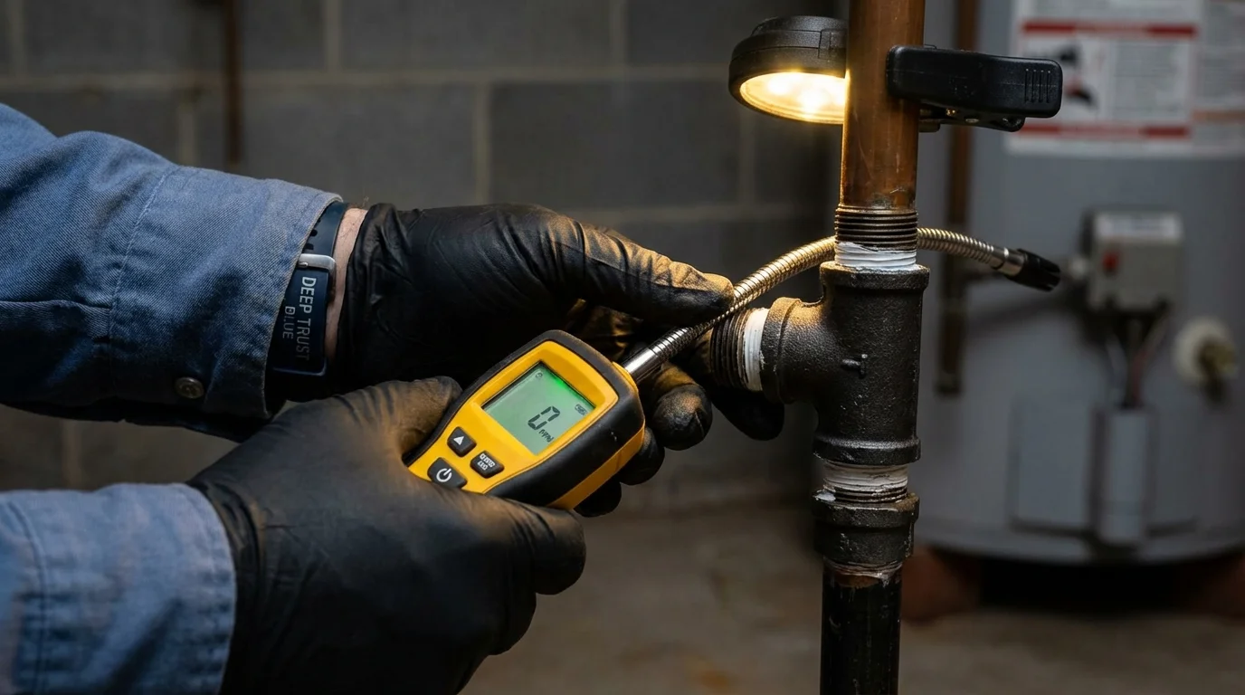 Gas leak detection with electronic sniffer by Johns Plumbing LLC in New Egypt