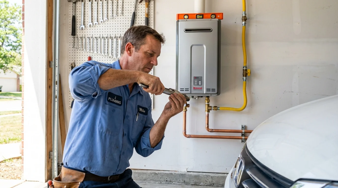 Tankless water heater installation by a Johns Plumbing LLC plumber in New Egypt